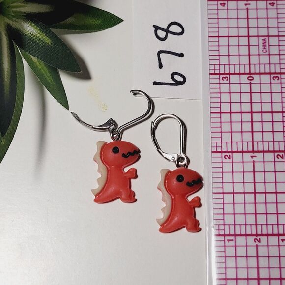 boho earrings 678#mfs Dinosaur earrings Pastel & bold dinosaurs in fierce colors - Picture 3 of 4